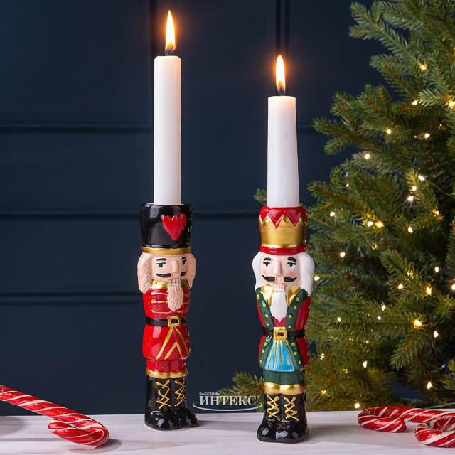 Набор декоративных подсвечников Щелкунчики 18 см, 2 шт Edelman (Эдельман)