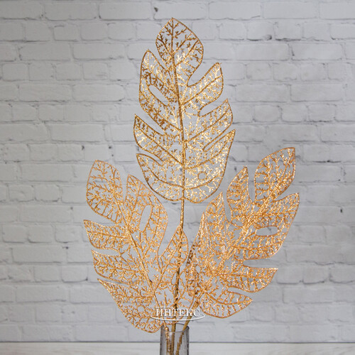 Искусственный лист Ажурная Монстера 78 см, медное золото Hogewoning