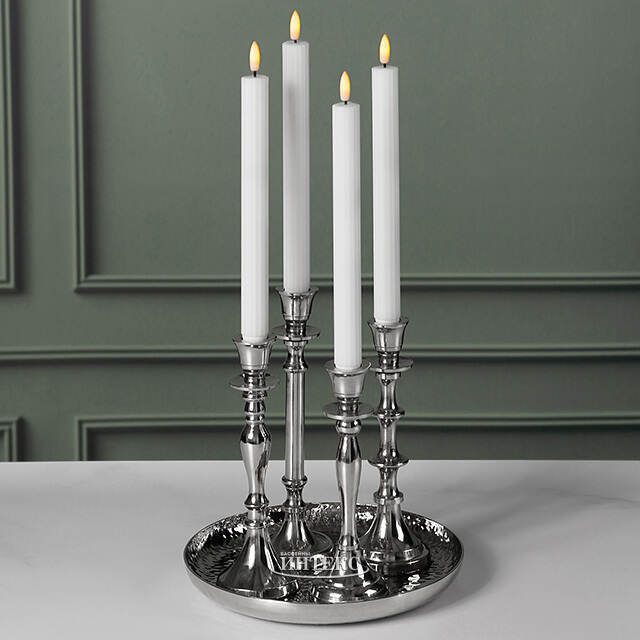 Набор подсвечников-канделябров Бланше на подносе 23 см, 4 шт Boltze