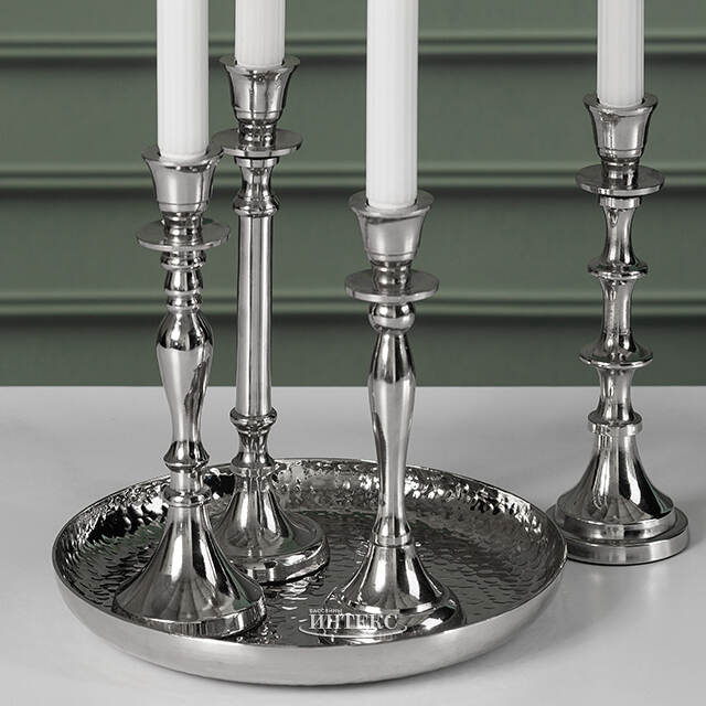 Набор подсвечников-канделябров Бланше на подносе 23 см, 4 шт Boltze