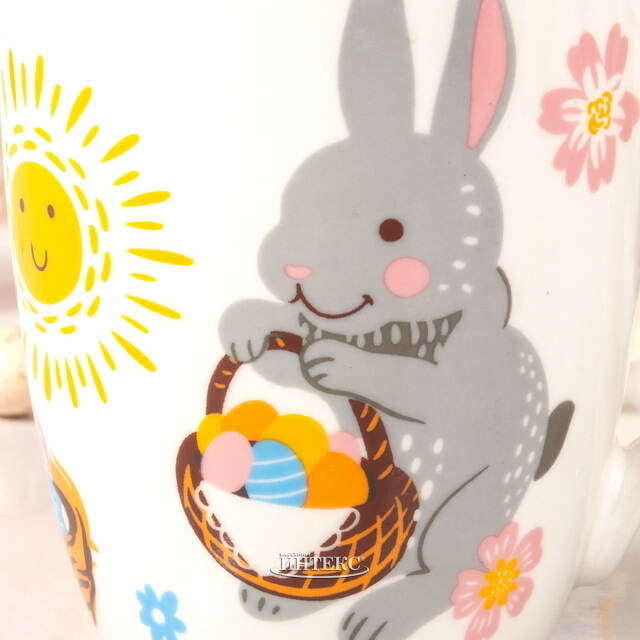 Фарфоровая чашка Кролик и Пасхальное лукошко 340 мл Koopman (Купман)