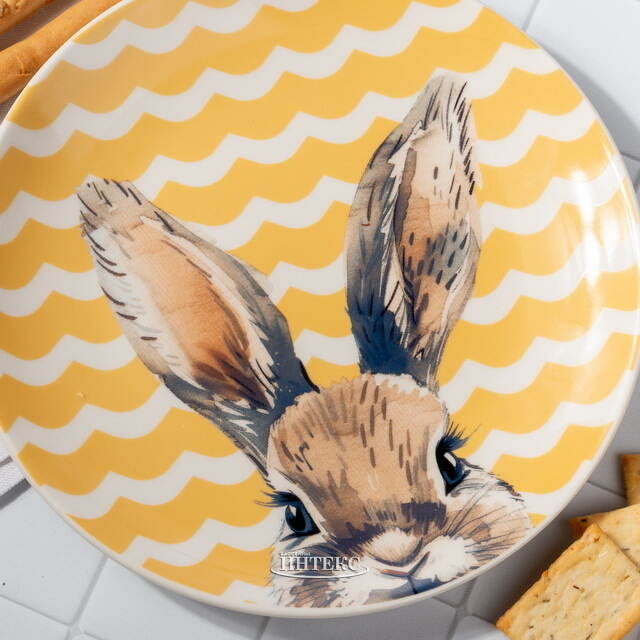 Пасхальное блюдо Цветочный Зайка 19 см желтое Koopman (Купман)