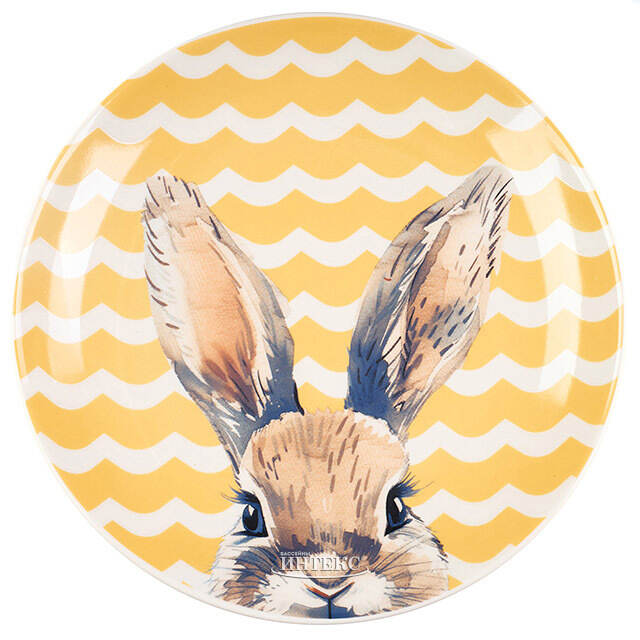 Пасхальное блюдо Цветочный Зайка 19 см желтое Koopman