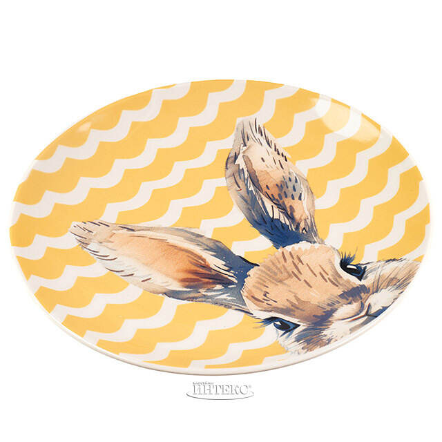 Пасхальное блюдо Цветочный Зайка 19 см желтое Koopman