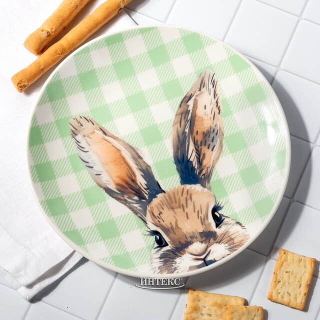 Пасхальное блюдо Пасхальный Зайка 19 см зеленое Koopman (Купман)