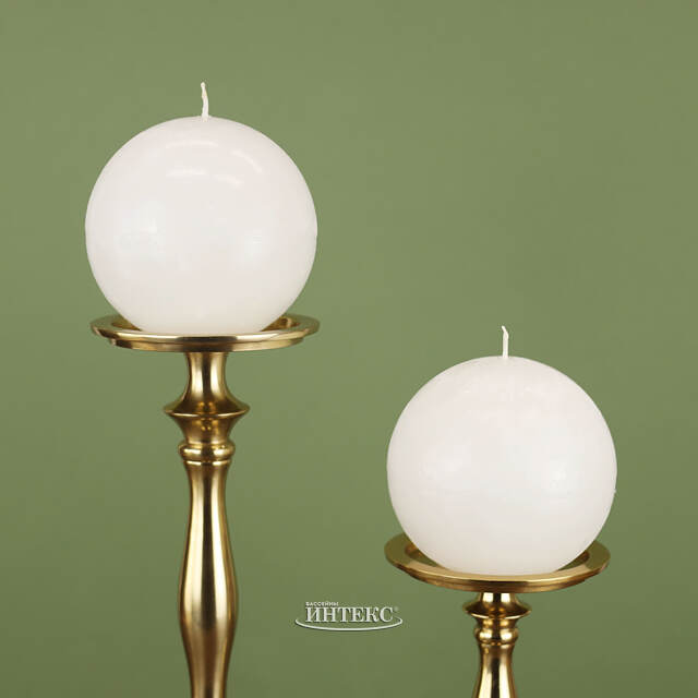 Свеча шар Rembrandt 10 см белая Омский Свечной