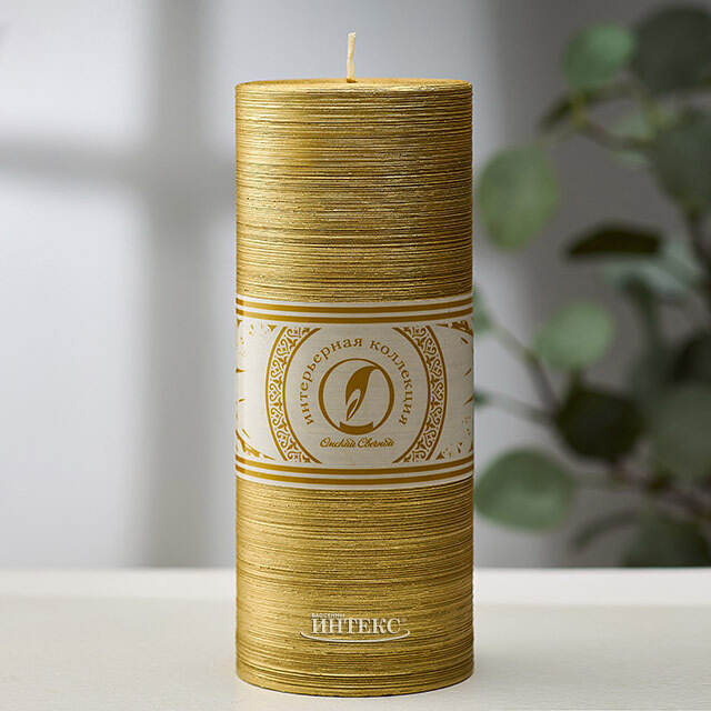 Декоративная свеча Ливорно Металлик 205*80 мм золотая Омский Свечной