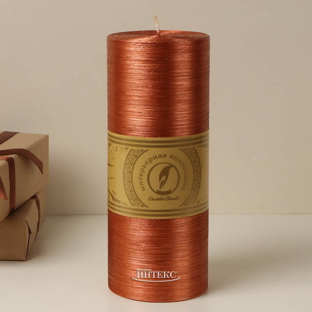 Декоративная свеча Ливорно Металлик 205*80 мм бронзовая Омский Свечной
