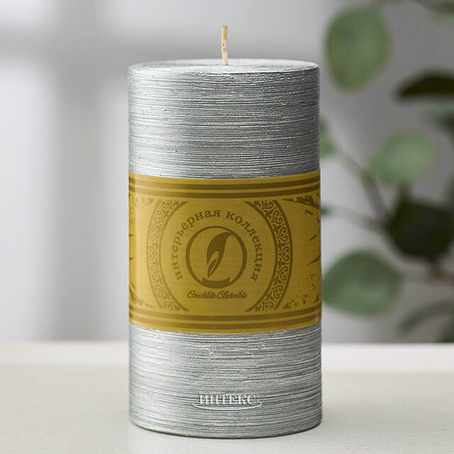 Декоративная свеча Ливорно Металлик 150*80 мм серебряная Омский Свечной