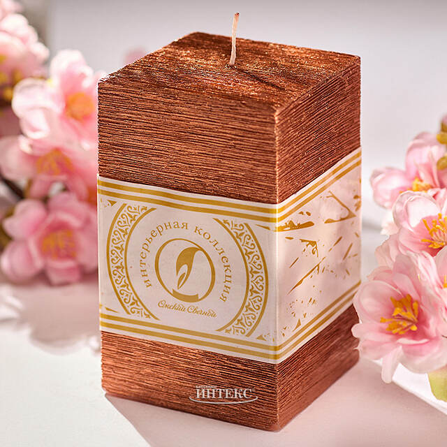 Свеча квадратная Бергамо Рустик 125*75 мм бронзовая Омский Свечной