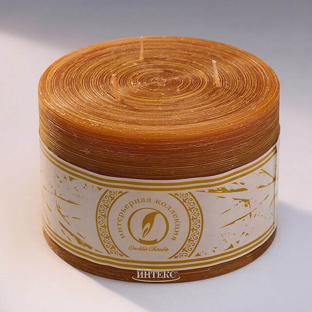 Большая свеча с тремя фитилями Ливорно Рустик 105*150 мм коричневая Омский Свечной