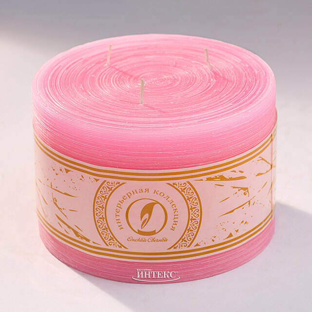 Большая свеча с тремя фитилями Ливорно Рустик 105*150 мм розовая Омский Свечной