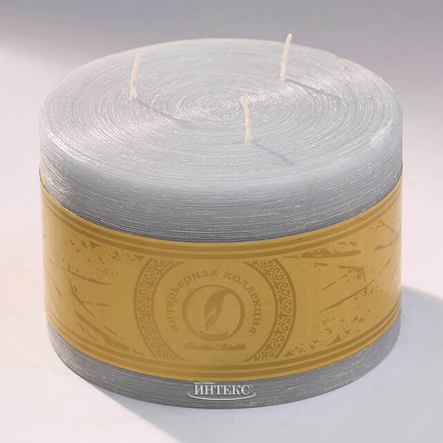 Большая свеча с тремя фитилями Ливорно Рустик 105*150 мм дымчатая Омский Свечной