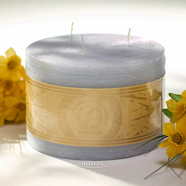 Большая свеча с тремя фитилями Ливорно Рустик 105*150 мм дымчатая Омский Свечной