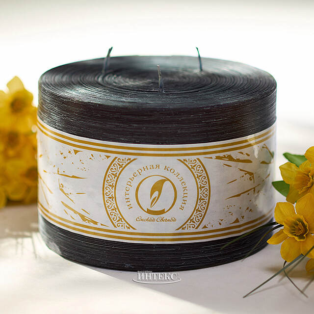 Большая свеча с тремя фитилями Ливорно Рустик 105*150 мм черная Омский Свечной