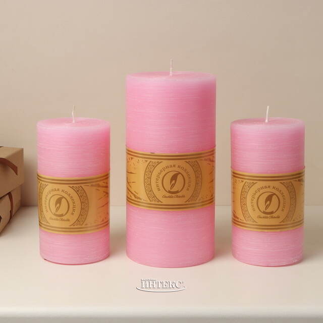 Декоративная свеча Ливорно Рустик 150*80 мм розовая Омский Свечной