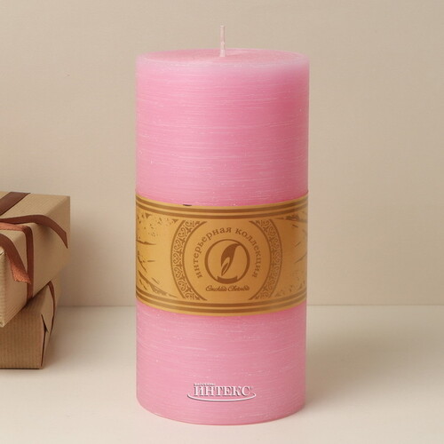 Декоративная свеча Ливорно Рустик 205*100 мм розовая Омский Свечной