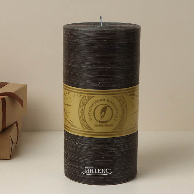 Декоративная свеча Ливорно Рустик 205*100 мм черная Омский Свечной