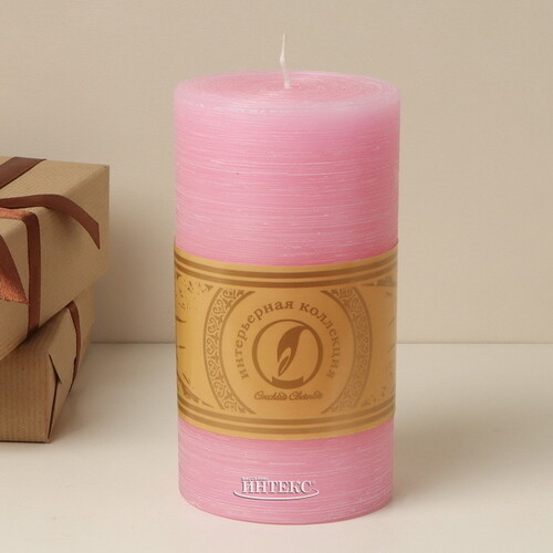 Декоративная свеча Ливорно Рустик 150*80 мм розовая Омский Свечной