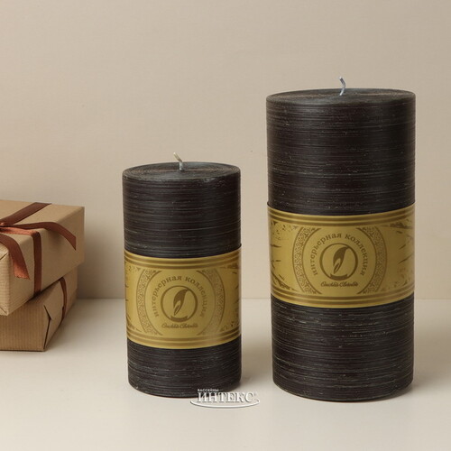 Декоративная свеча Ливорно Рустик 205*100 мм черная Омский Свечной