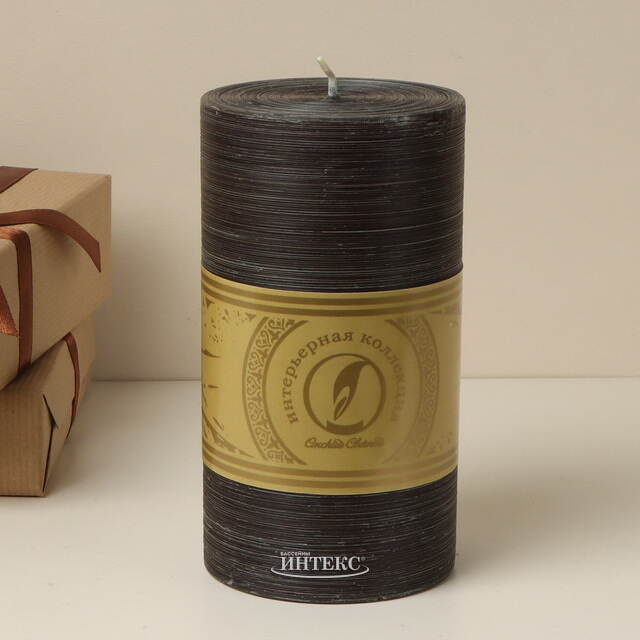 Декоративная свеча Ливорно Рустик 150*80 мм черная Омский Свечной