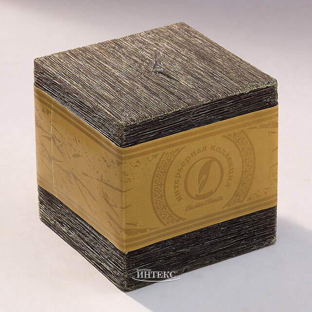 Свеча куб Бергамо Рустик 100 мм черная Омский Свечной