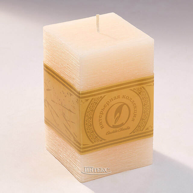 Свеча квадратная Бергамо Рустик 125*75 мм кремовая Омский Свечной
