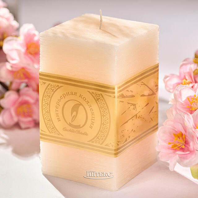 Свеча квадратная Бергамо Рустик 125*75 мм кремовая Омский Свечной