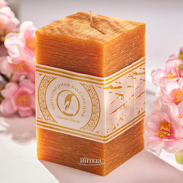 Свеча квадратная Бергамо Рустик 125*75 мм коричневая Омский Свечной