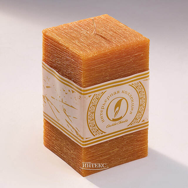 Свеча квадратная Бергамо Рустик 125*75 мм коричневая Омский Свечной