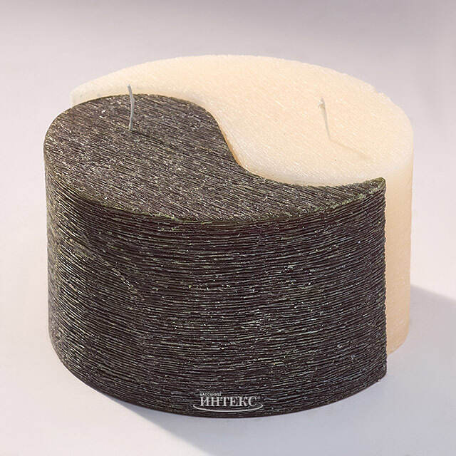 Двудольная свеча Инь-Ян 75*125 мм кремовая/черная Омский Свечной