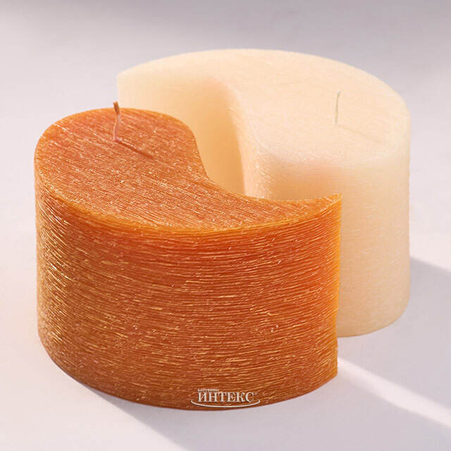 Двудольная свеча Инь-Ян 75*125 мм кремовая/коричневая Омский Свечной