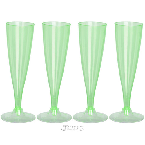 Пластиковые бокалы для шампанского Festival Green 24 см, 4 шт, 150 мл Koopman