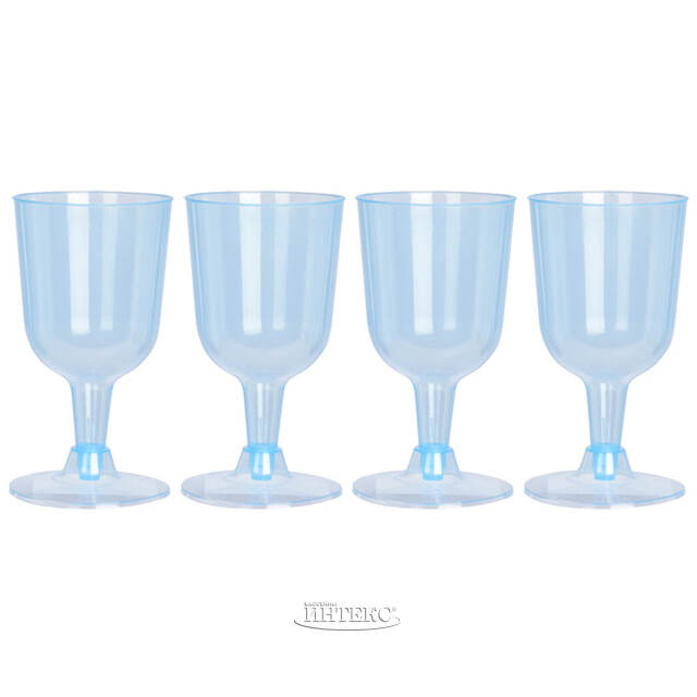 Пластиковые бокалы для вина Кристи 160 мл голубые, 4 шт Koopman