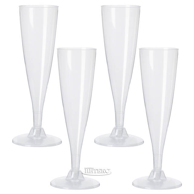 Пластиковые бокалы для шампанского Кристи, 4 шт, 130 мл Koopman