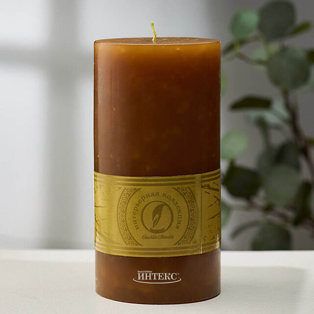 Декоративная свеча Ливорно Marble 205*100 мм ореховая Омский Свечной