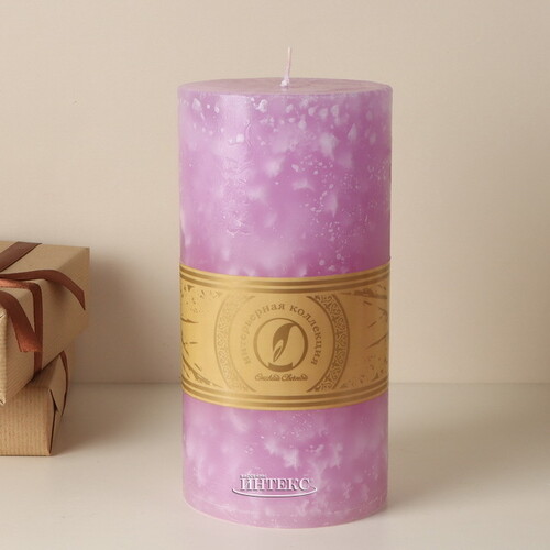 Декоративная свеча Ливорно Marble 205*100 мм сиреневая Омский Свечной