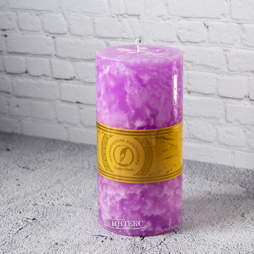 Декоративная свеча Ливорно Marble 205*100 мм сиреневая Омский Свечной