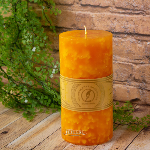 Декоративная свеча Ливорно Marble 205*100 мм облепиховая Омский Свечной