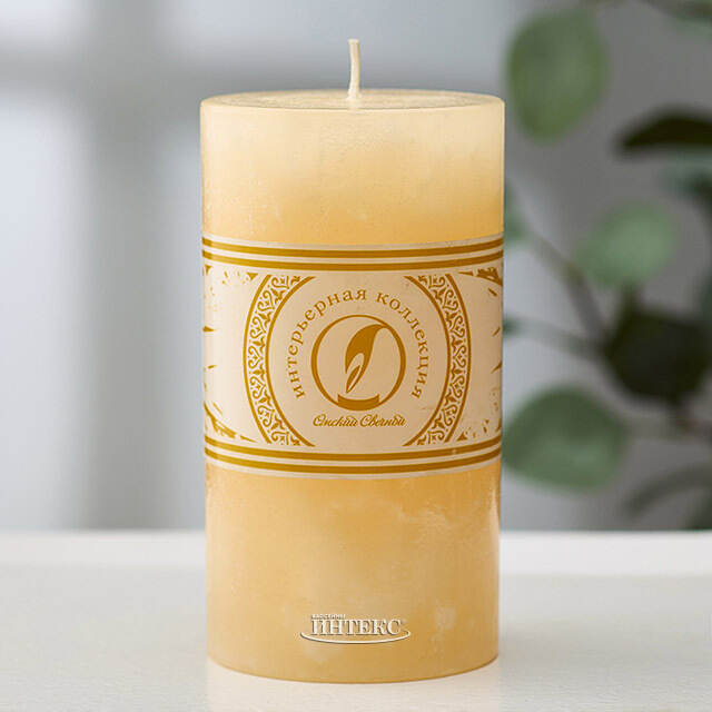 Декоративная свеча Ливорно Marble 150*80 мм кремовая Омский Свечной