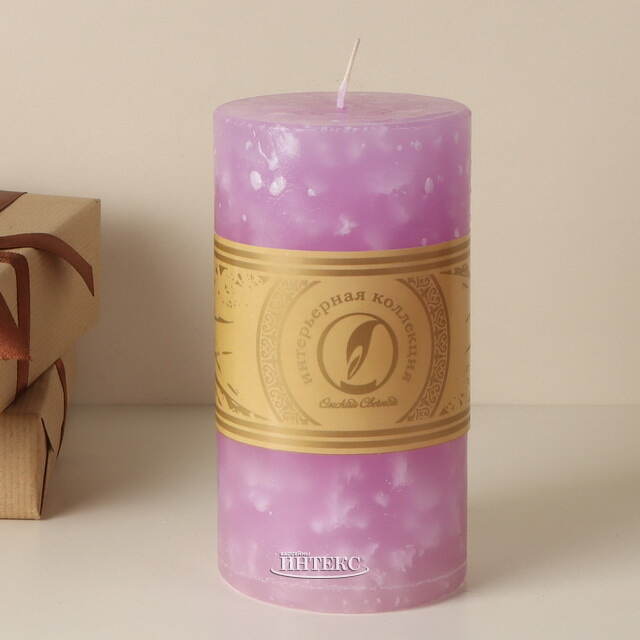 Декоративная свеча Ливорно Marble 150*80 мм сиреневая Омский Свечной