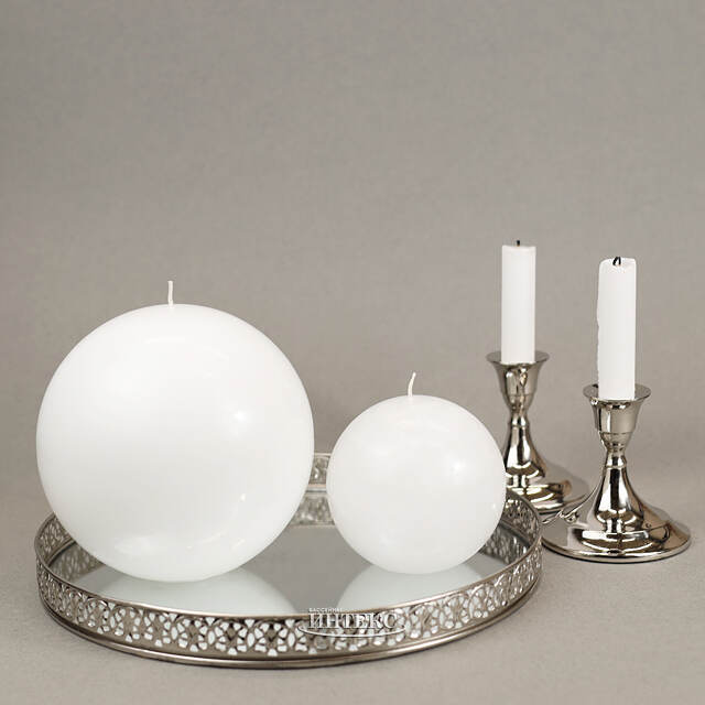 Свеча шар Rembrandt 10 см белая Омский Свечной