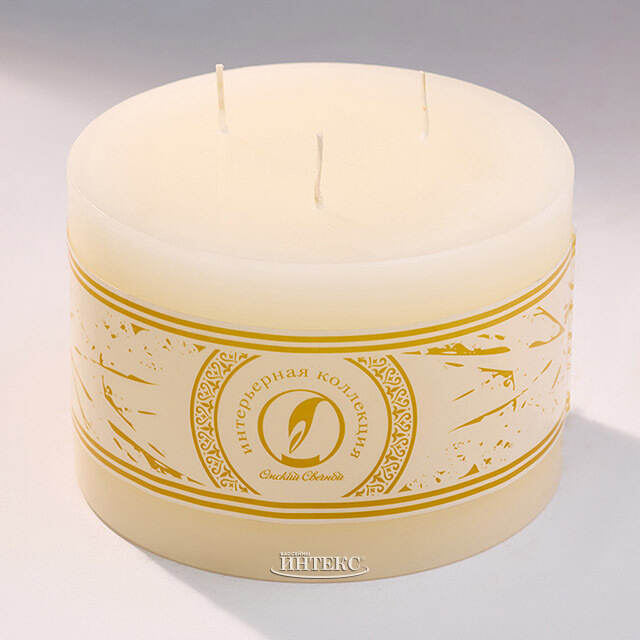 Большая свеча с тремя фитилями Ливорно 105*150 мм слоновая кость Омский Свечной