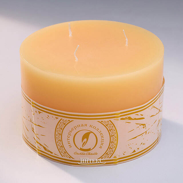 Большая свеча с тремя фитилями Ливорно 105*150 мм крем-брюле Омский Свечной