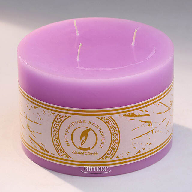 Большая свеча с тремя фитилями Ливорно 105*150 мм сиреневая Омский Свечной