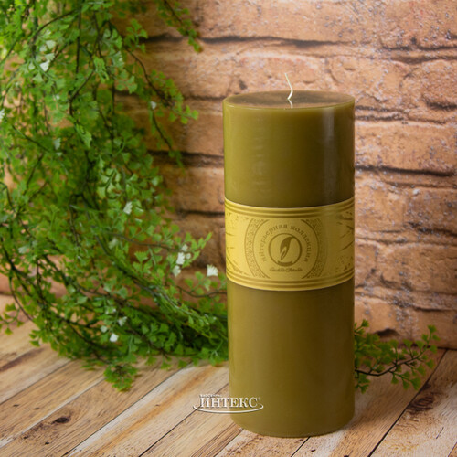 Декоративная свеча Ливорно 255*100 мм оливковая Омский Свечной