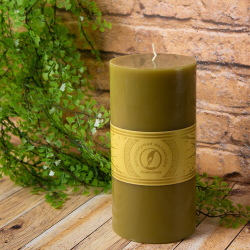 Декоративная свеча Ливорно 205*100 мм оливковая Омский Свечной