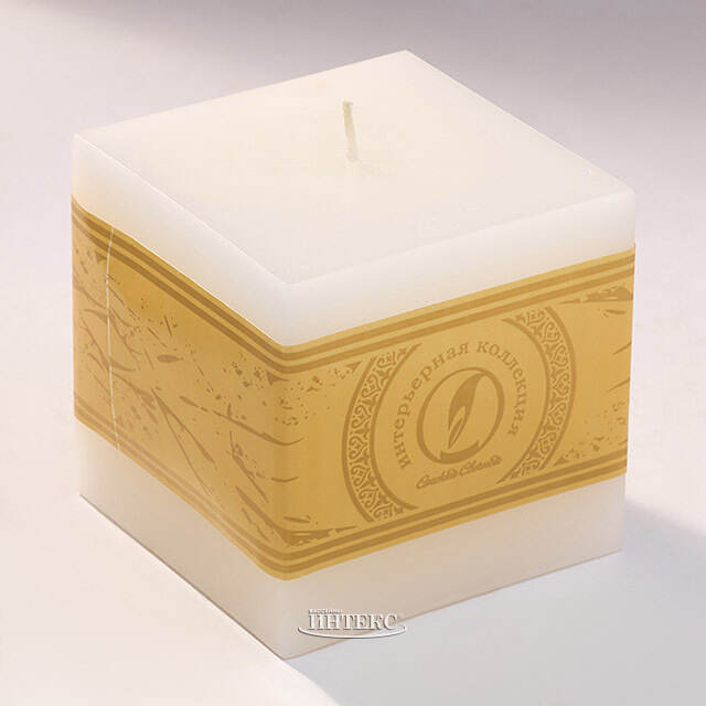 Свеча куб Бергамо 100 мм белая Омский Свечной