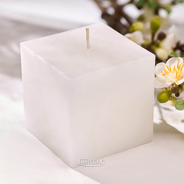 Свеча куб Бергамо 75 мм белая Омский Свечной