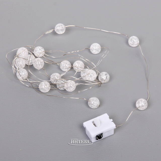 Светодиодная гирлянда на батарейках Жемчужины, 2 м, 20 зеленых Led ламп, серебряная проволока, контроллер, IP20 Serpantin (Серпантин)